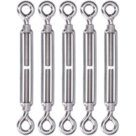 5 Pièces Raccord Oeil-Oeil pour Câble Acier, Tendeur en Acier Inoxydable 304 pour Voile d'Ombre, Matériel M6 (1/5)
