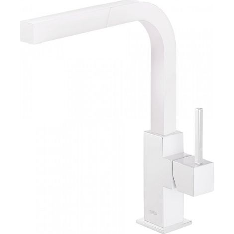Mitigeur évier avec bec extractible Blanc Mat - TRES 006437BM