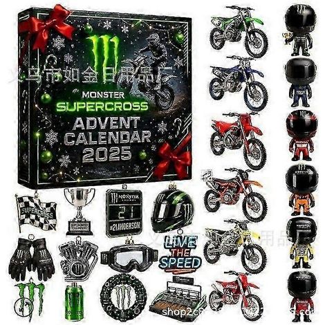 Calendrier de l'Avent moto 2025 - Compte à rebours de 24 jours pour Noël, cadeau idéal pour les passionnés de moto, décoration de Noël en acrylique 2D, sapin de Noël (1/4)