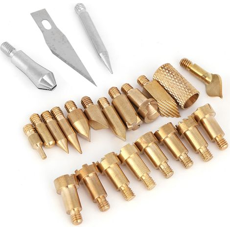 23 pièces de pointes pour stylo de pyrogravure sur bois, pochoirs et accessoires de soudure pour travaux de sculpture (1/5)