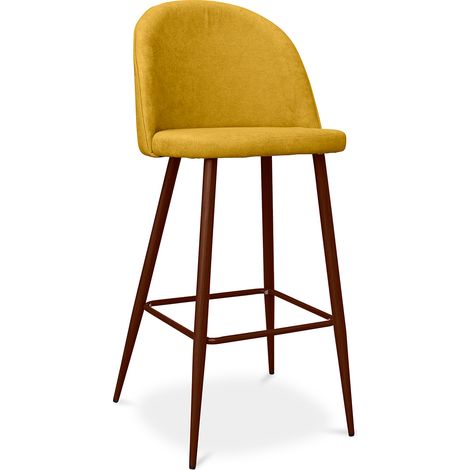 Sgabello imbottito in tessuto - Design scandinavo - 76cm - Evelyne Giallo