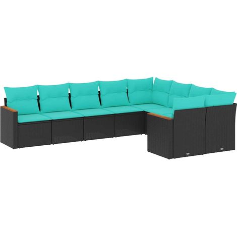 Maison Exclusive - 9-teiliges Gartensofa-Set mit Kissen, schwarze (1/5)
