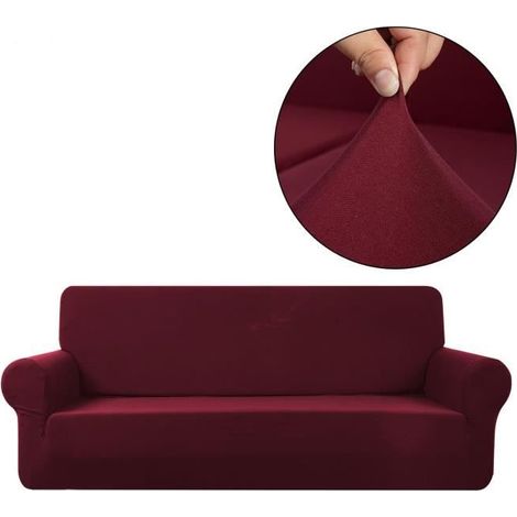 3 Places, Housse de canapé Extensible Décoration du Maison - Super stretch - Bordeaux(190-230cm) (1/4)
