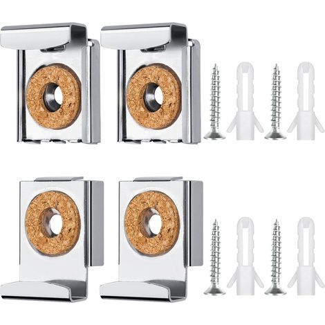 Lot de 4 fixations de miroir sans cadre. supports de miroir avec chevilles et vis. fixations murales à ressort pour miroir de salle de bains et toilettes (1/5)