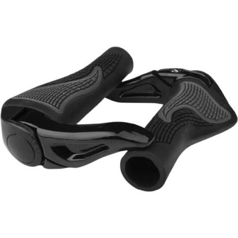 Set di 2 manubri per bicicletta, 140 mm, 22 mm, ammortizzanti, alluminio/gomma, neri (1/5)