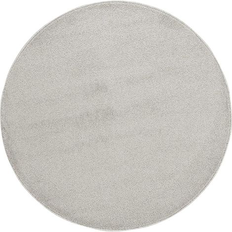 Tapis Rond uni de Salon Chambre Relax Sobre et Epuré (Gris Crème - 200x200cm) (1/4)