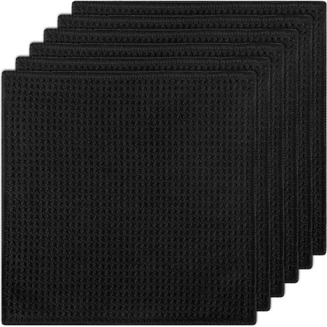 Dailygoods 6 Mikrofasertücher, 20 x 20 cm, Schwarz (1/5)