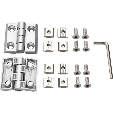 Charnière de porte en aluminium - 2 charnières en aluminium 3030 - Charnière en alliage de zinc - Charnière profilée en aluminium (1/5)