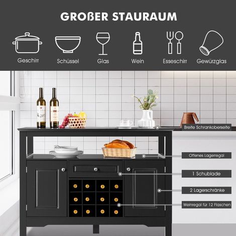 Modernes esszimmerbuffet mit weinregal und schranken schublade 117 x 405 x 825 cm schwarz 8