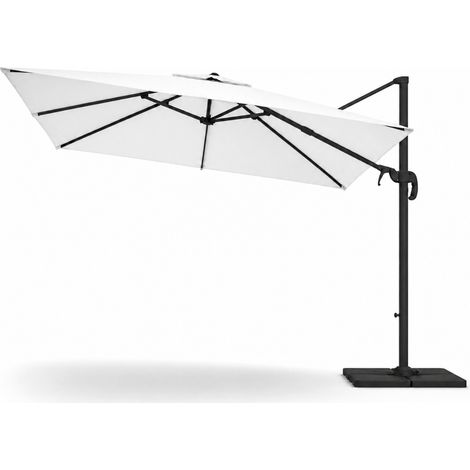 Ombrellone 3X3 M Da Giardino Braccio Retrattile Per Esterni Piscina Gazebo Bar Terrazze Hotel In Acciaio Inossidabile Braccio Rotabile 360° Telo Impermeabile Bianco (1/5)