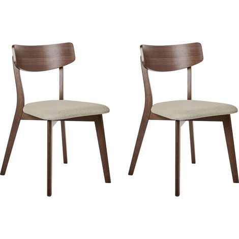 Set of 2 Dining Chairs HOPE Wood Light Beige