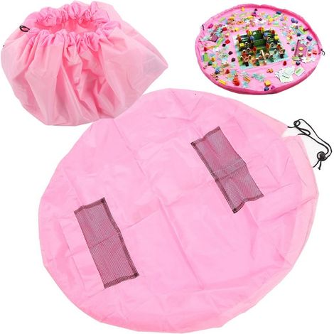 Filiyano – sac de rangement à – Tapis d'éveil avec sac de rangement à cordon rose Ø130 cm (1/5)