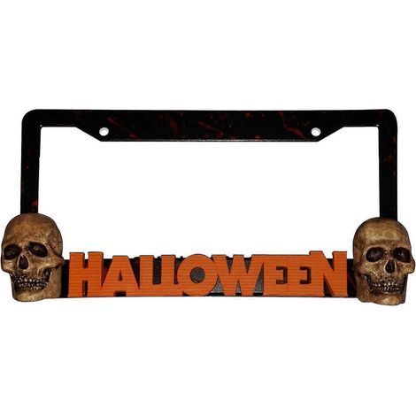 Décoration de cadre de plaque d'immatriculation de voiture exquise faite à la main pour Halloween (1/5)