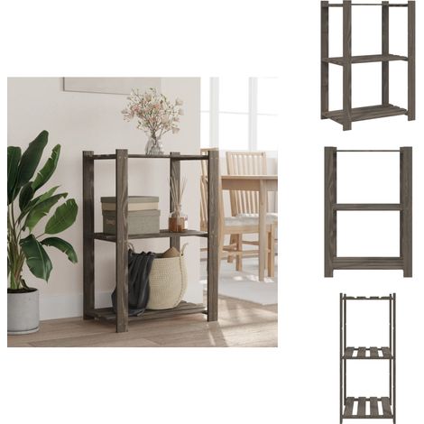 Support de rangement à 3 niveaux gris 60x38x90 cm bois de pin - Etagere Bois - Rangement Atelier - Rangement Maison - Support De Rangement - Étagère Industrielle (1/5)