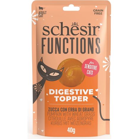 Schesir  Complément digestif pour chat  Sachet de 40 g - Citrouille et herbe de blé