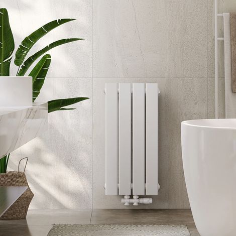EMKE Radiateur eau chaude en acier, 60x30cm, Tube plat horizontal monocouche  Blanc 233W (1/5)