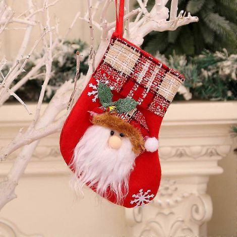 Chaussettes de Noël en velours rouge avec clochettes, petites chaussettes de Noël Père Noël, décorations de Noël pour les personnes âgées (1/3)