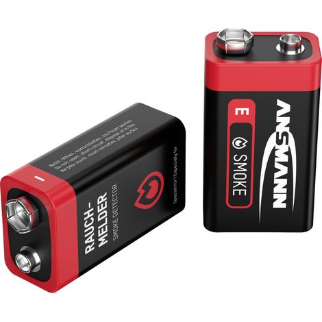 ANSMANN Rauchmelder Alkaline Batterie 9V E-Block, 2 Stück (1/10)