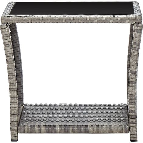 Table basse de salon, Table Café, Gris 45x45x40 cm Résine tressée et verre OIB5687E (1/4)