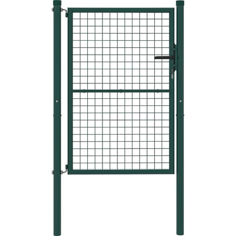 Portail de jardin en acier, 97 x 175 cm, avec serrure, vert., idéal pour le camping, les pique-niques et les repas en plein air (1/5)