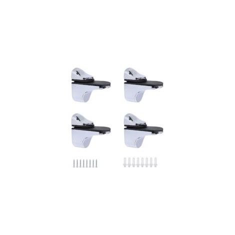 Set di 4 staffe per mensole in vetro, clip regolabili in lega di zinco massiccio, clip a muro in acciaio cromato, adatte per mensole da 3 a 20 mm di spessore, supporti in legno o altro - Crezuo