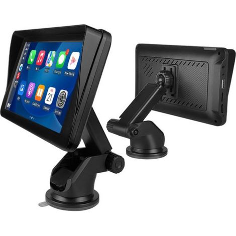 Écran 7 pouces compatible CarPlay et Android Auto - Pare-soleil intégré - Universel - Sans fil - Écran IPS - Noir (1/5)