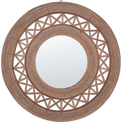Specchio da parete in legno di bambù fatto a mano marrone chiaro 62 cm Cacoma