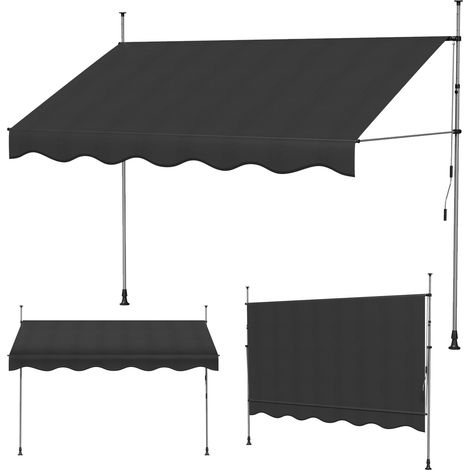 Haloyo® 3x1.2m Store banne manuel rétractable, Auvent manuel rétractable, Inclinaison réglable, Installation rapide, noir (1/5)