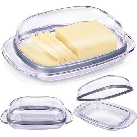 Transparent butter container in plastic for storage and serving (1/5)