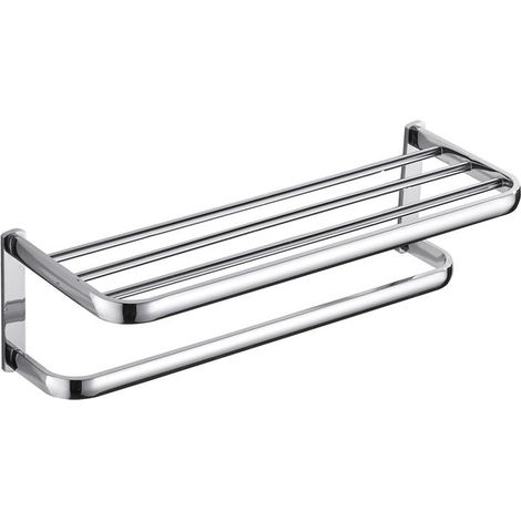 Toallero de pared de doble capa para baño, ideal para baño y cocina (plata brillante) (1/5)