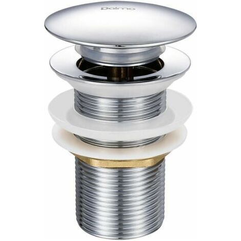 Bonde de lavabo clic-clac sans trop-plein en laiton chromé, G 1-1/4, équipée d'un système d'ouverture et de fermeture facile par simple pression sur un bouton. - INHHUB (1/5)