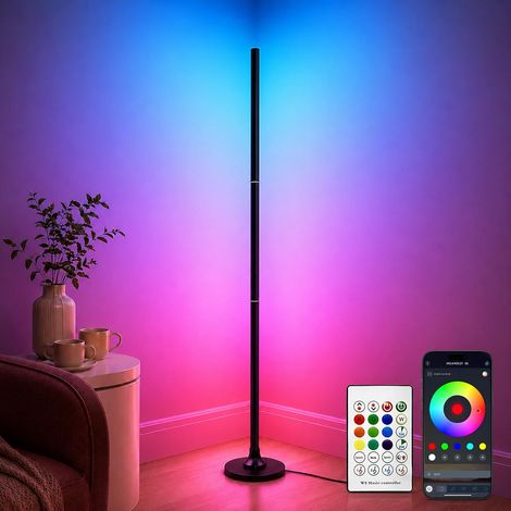 Lampadaire RGB à intensité variable 120 cm avec application et télécommande 16 millions de couleurs, synchronisation de la musique, lampe d'angle amovible, lumière d'ambiance DIY (1/5)