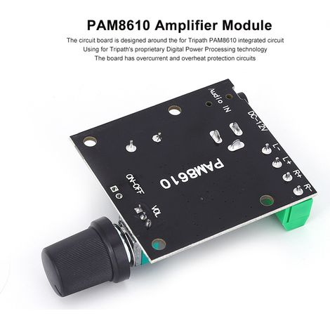 Module Amplificateur Audio 2 Canaux Carte Numérique Haute Puissance Potentiomètre PAM8610 12V (1/5)