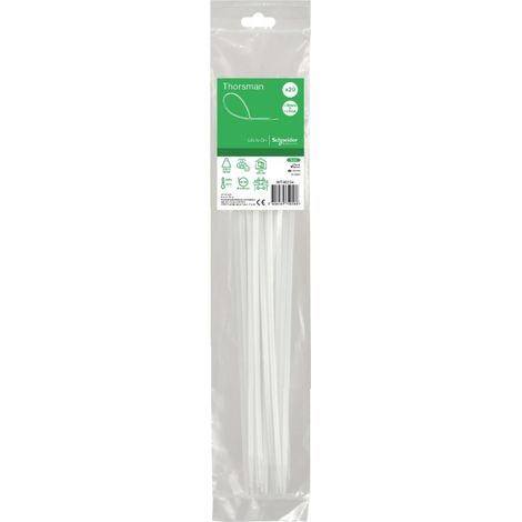 Collier serre-cable translucide 385x4.8mm (blister de 20) pour fixation de fils et cables Ø 106.7mm max PA6.6 anti-UV Thorsman (1/2)
