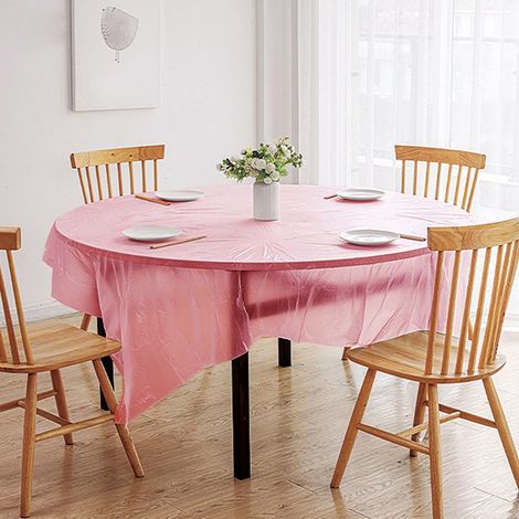 Lot de 10 nappes rouges en plastique imperméable, jetables, en film PE, pour mariage et banquet, 180 x 180 cm. (1/5)