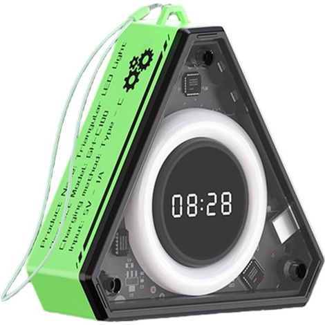 Luz nocturna, Luz nocturna recargable por USB, Lámpara de lectura LED para escritorio, 3 modos, Lámpara portátil para dormitorio, Verde con reloj (1/5)