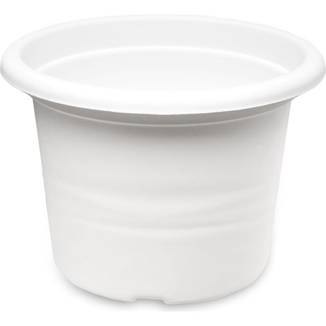 Garronda Pot de Fleurs Plastique Pot Rond pour Fleurs et Plantes GD-0022 (Blanc, ⌀ 28cm H 20cm)