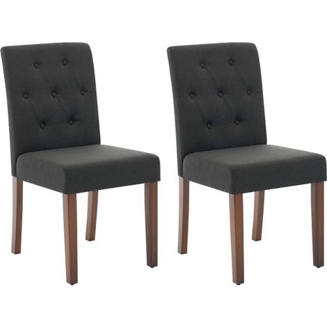 Chaises Parsons lot de 2 noires, haut dossier rembourré tissu, pieds en bois solides, chaise décorative pour salle à manger (1/5)