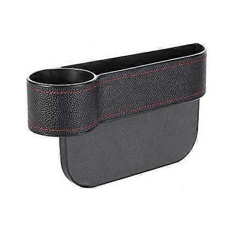 Organisateur de siège auto, garniture de siège auto en cuir PU avec porte-gobelet et rangement pour pièces de monnaie, côté conducteur. (1/5)