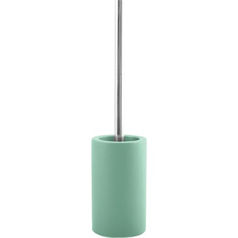 Brosse WC en Porcelaine Design Tube, Idéale pour Salle de Bain, Facile à Nettoyer, Élégante et Pratique, Taille Standard, Couleur Vert Mat, Accessoire pour Toilettes