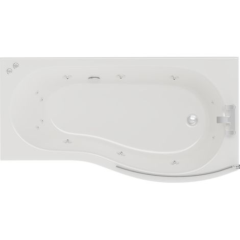 Bayou 1700mm 12 Jet Chrome V-Tec Right Hand B Shaped Whirlpool Shower Bath with Bath Screen and Front Bath Panel (1/5)
