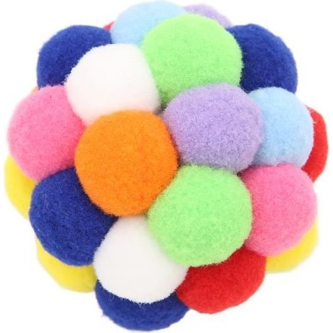 Dioche jouets de boule d\'herbe à chat Jouets de balle de chat avec des cloches Balles de chat colorées interactives de chat doux-Ywey (1/3)