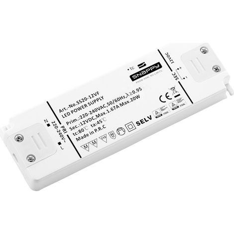 Dehner Elektronik SS 20-12VF LED-Trafo Konstantspannung 20 W 1.67 A 12 V/DC Möbelzulassung, Überlas