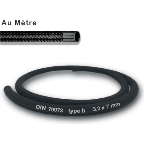 Tuyau de carburant ou lave glace tressé DIN 79973 7 mm x 3,2 mm au mètre