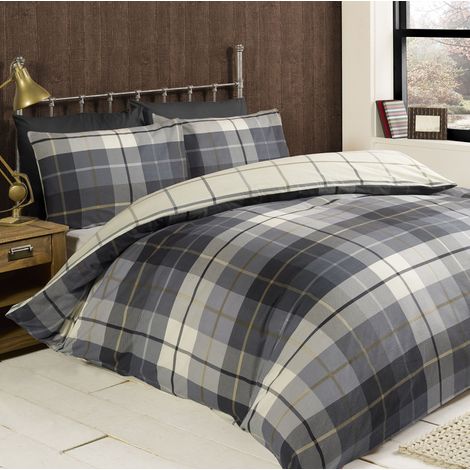Rapport Home Lomond-Set Copripiumino in 100% Cotone Spazzolato, Blu, Singolo (1/2)