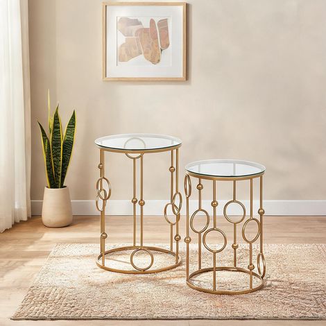 Table basse gold en métal Gehärtetes verre 41 x 41 x 57 cm (1/5)