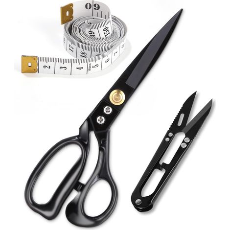 Schneiderschere 24 cm, Stoffschere, Schneiderschere-Set mit scharfen Klingen und weichem Griff zum Schneiden von Stoffen, Leder, Materialien, Kleidung, zum Umziehen und Nähen (1/5)