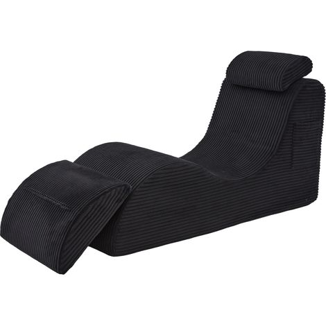 Fauteuil de détente moderne au design unique, de forme ergonomique, en mousse de compression hautement élastique. Coussin d’assise amovible et poche latérale pour un confort quotidien. Noir (1/5)