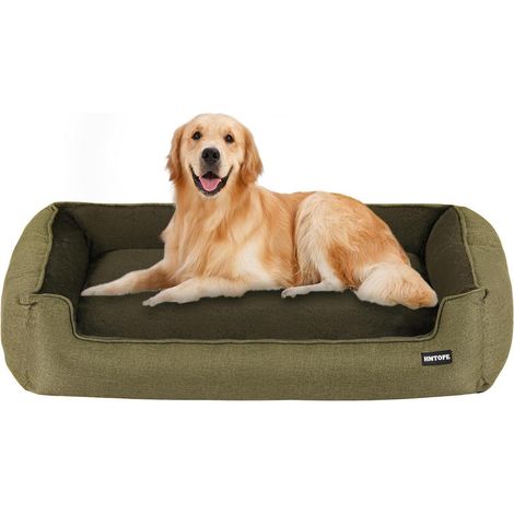 Hundebett Hundesofa abnehmbar waschbar L 110 x B 86 x H 26 cm Olivgrün (1/5)