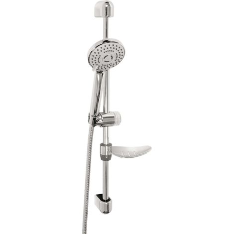 Novaservis Set doccia - Set doccia con doccetta, supporto, asta saliscendi con portasaponetta e tubo flessibile, 3 getti, cromo KIT04,0